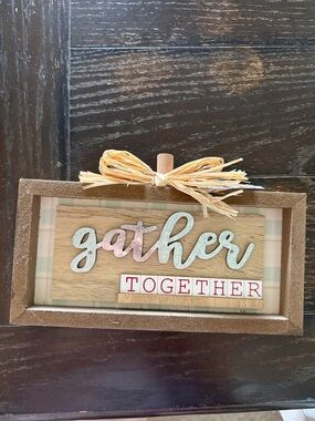 Gather Together Wood Framed Sign - Rustic Farmhouse Decor